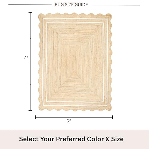 Tapete decorativo de yute natural 2'x4' estilo boho miniatura 2