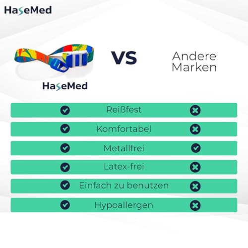 HaseMed Venenstauer, metallfrei, latexfrei, bunt – 3 Stück Tourniquet für medizinische Anwendungen, elastisch und sicher, ideal für Notfälle und Krankenhäuser