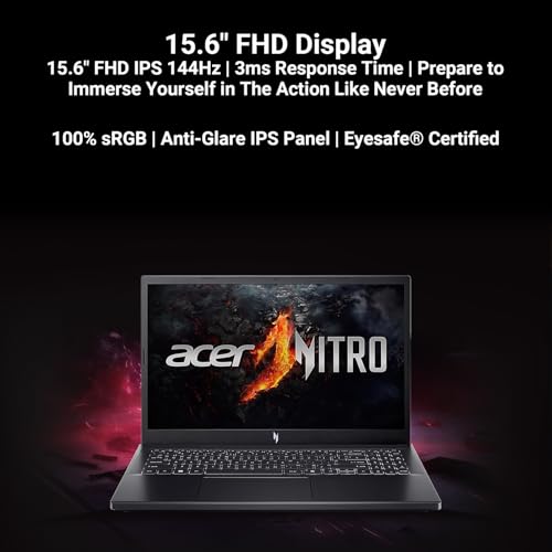 Nitro V 15.6" Gaming Laptop, AMD Ryzen 5 7535HS Hexa-Core, NVIDIA GeForce RTX 4050, 144Hz FHD IPS, 16GB RAM, 512GB SSD, WiFi 6, Backlit Keyboard, US Version KB, PDG HDMI Cable, Windows 11 Pro - Notebook - Immagine 3