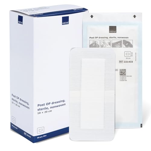 ABENA Apósito Adhesivo Postoperatorio Estéril | Hipoalergénico, Absorbente, Transpirable y Flexible | Sin Látex | (10X20 Centímetros, 40.0, unidad)
