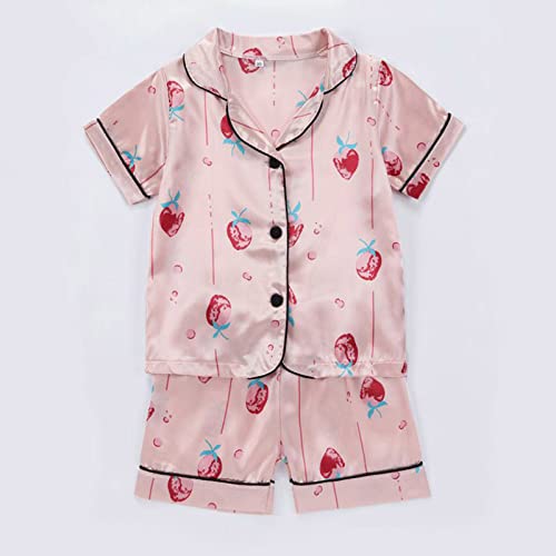Toddler Satin 𝐏a𝐣ama Set Short Sleeve Sl𝐞epwear Outfit Button Down Loung𝐞wear with Shorts Boys Girls 𝐒ilk 𝐏ajamas3