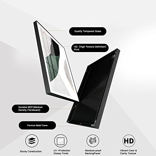 Serimino Framed Abstract Wall Art For Living Room Minimalist Boho Wall Decor Sage Forest Green Art Painting Pictures Gray Black Modern Gallery Prints For Bedroom Bathroom Aesthetic Room #TOP2