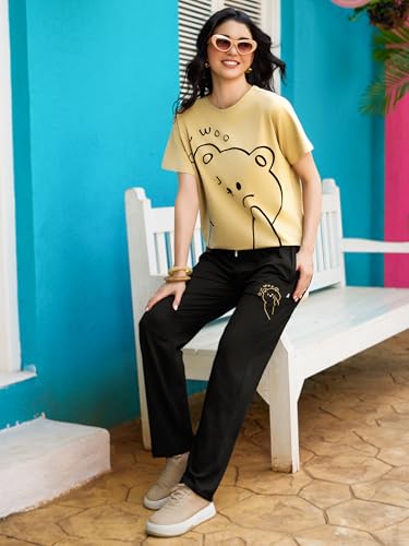 Image of ZEYO Night Suit for Women's Printed Night Dress of Top and Pyjama
