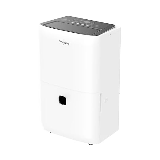 Whirlpool 32 Pint Energy Star Certified Dehumidifier in White, Compact Quiet Efficient Humidity & Moisture Absorber for Home, Bathroom, Bedroom, Living Room, Garage, Attic, Crawl Space, Whole Home