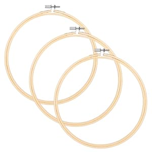 YBEATY 3 Pcs Embroidery Hoops Bamboo Frame Circle Cross Stitch Hoop Ring Adjustable Embroidery Hoops Set Art Craft Handy Sewing Hand Quilting for Home Ornaments (8 inch/ 20cm)