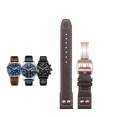 Bracelet montre IWC 20mm cuir véritable souple marron ajustement parfait
