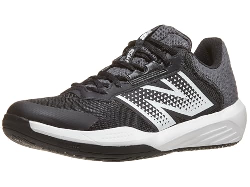 New Balance Men's 696 V6 Hard Court Tennis Shoe, Black/White, 12.5