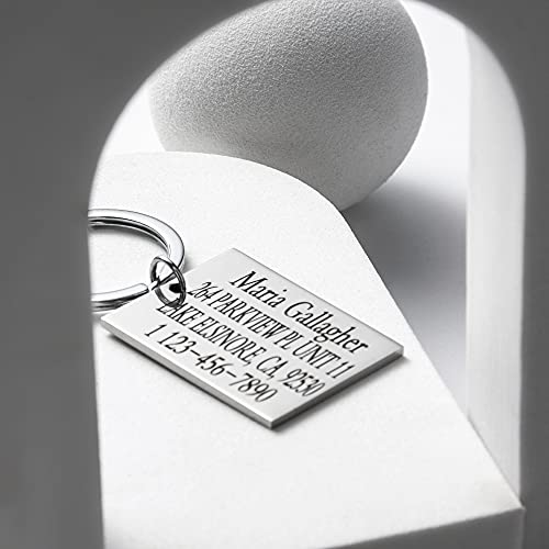 Personalized Free Engraved Stainless Steel Tag Id Pendant Keychain Key Ring - Customized Gift #TOP1