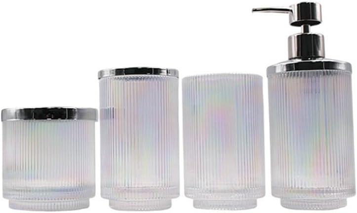 Glass Wash Set Glass Bathroom Four-Piece Vertical Striped Supplies House Home