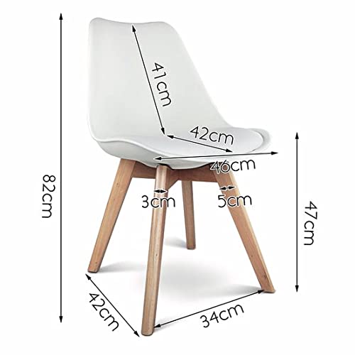 Image of Set of 4 Modern Style Mid Century Modern Dinning Room Cafe Hotel Office Wooden Legs Chair (White Fully Wooden Legs)