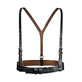 Allegra K Damen Vintage PU Leder Y Hosenträger Verstellbare Löcher Gürtel Schwarz 69-84cm/27.17-33.07