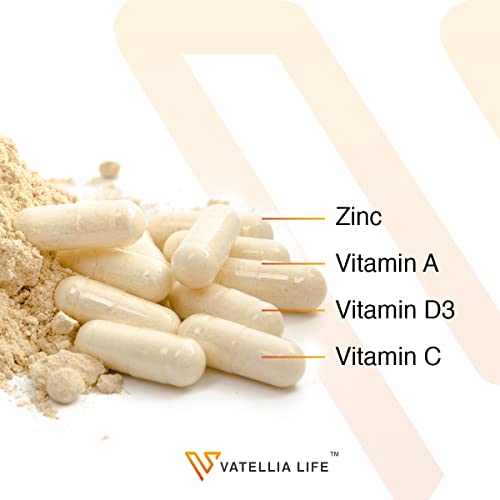 Image of Vatellia Life Immune Up High-Absorption Vitamin C, D3, A + Zinc | Immune Support | Improve Cellular Health | Microbial Defense | 120 Capsules (60 Day Supply)