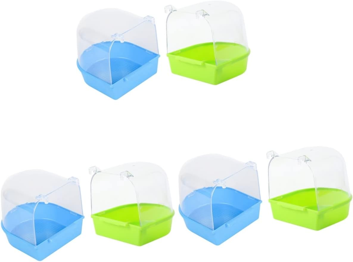 YARNOW 6 Piezas Enjauladas Bañera Periquitos Herramienta Accesorios Jaula Periquito Limpieza Loros Ganchos Agapornis Colgante Pájaro Azul Bañeras Alimentador Pinzón con Canario Ducha