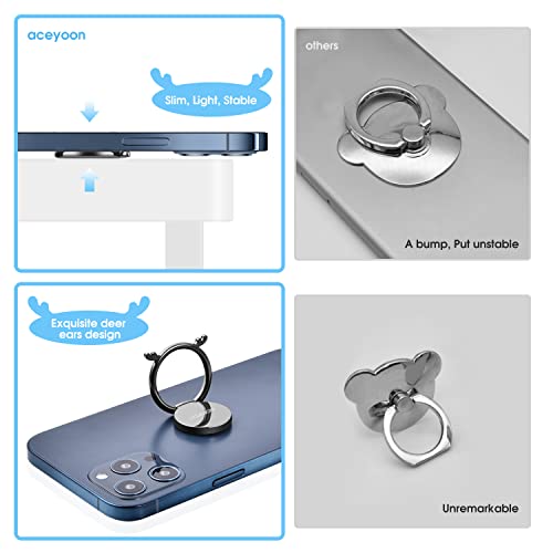 [2 Pack] Cell Phone Ring Holder, Magnetic Phone Kickstand, 360 Degree Rotation Metal Phone Ring Stand, Thin Grip Holder For Magnetic Car Mount Compatible With All Smartphone (Black) #TOP4