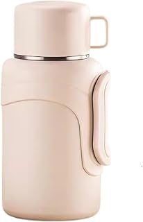 Jarra térmica de acero inoxidable aislada para café, botella de agua de gran capacidad, para uso en exteriores, dispensador de bebidas frías y calientes, 2 L, color blanco