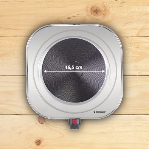 Beper P101PIA100 Fornello Elettrico, Piastra In Ghisa Ø18,5 Cm, Termostato Regolabile 5 Livelli, Corpo In Acciaio Resistente, Protezione Surriscaldamento – 1500W - 3