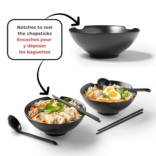 Starfrit, Gourmet Bistro Ramen Set 8 Pieces, 42 oz (1.2L) Premium Porcelain Bowls for Ramen, Pho Soup & Poke Bowls, Includes Chopsticks & Soup Ladles, Microwave & Dishwasher Safe by Starfrit - Image 5