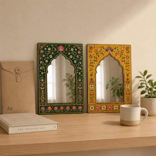 American Elm Pack of 2 Jharokha Mirror Wall Decor for Home Decor ...