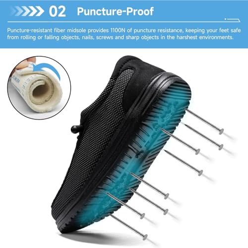 Image of Tinefiy Steel Toe Shoes for Women Lightweight Comfortable Slip On Safety Work Sneakers Cushion Puncture Proof Shoes Indestructible Shoe