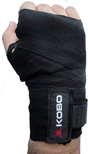 Kobo Exercise Weight Lifting/Boxing Hand Wrap Bandages/Power Gym Fitness Body Building Gloves Straps (Black) (Length 180") 1