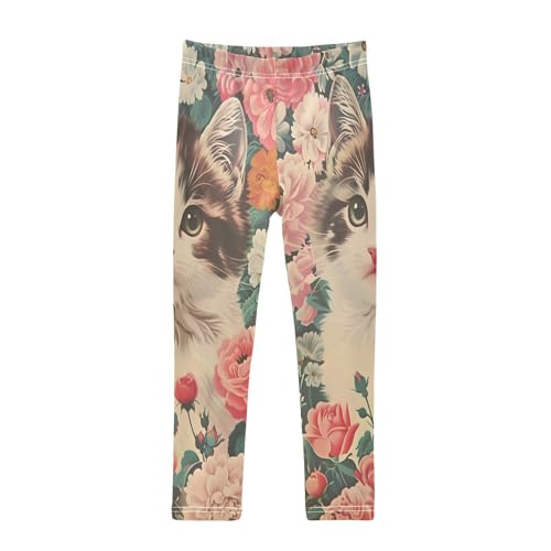 Toddler Girls Leggings Printed Yoga Pants Leggings Cuddly Cat for Kids