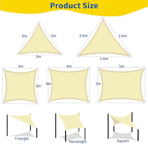 KALINCO Sun Shade Sail, Waterproof Shade Sail, 10'x13' Rectangle Sunscreen Awning Canopy, UV Block Sunshade with Free Rope for Outdoor Garden Patio Party Yard Deck Playground by KALINCO - Image 4