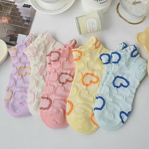 3 pairs - summer thin breathable short socks, colorful hollow shallow socks4