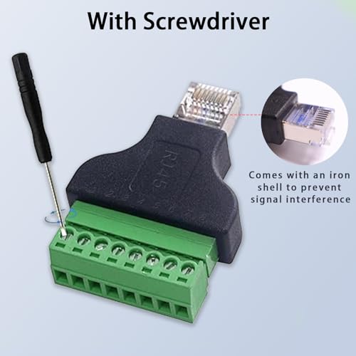 Adaptador RJ45 macho a terminal de tornillo 8 pines x2 miniatura 3
