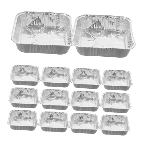 MUCKLILY 30Pcs Disposable Aluminum Foil Liners Square Baking Pans for Roasting Reheating and Storage Heavy Duty Foil Baking Boxes for Air Fryers and Oven Use