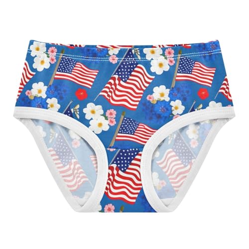 American Flags Floral Blue Cute Panties Girl Girls Underwear Toddlers Cotton Aesthetic Kids Undies Briefs 2t