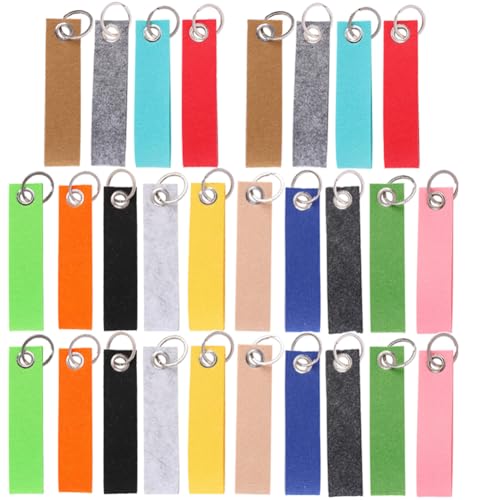 28 Piezas Llavero de Fieltro en Blanco con Anilla, Colgante Colorido 13 x 3 cm, Etiquetable para Manualidades DIY, Decoración, Bolsos