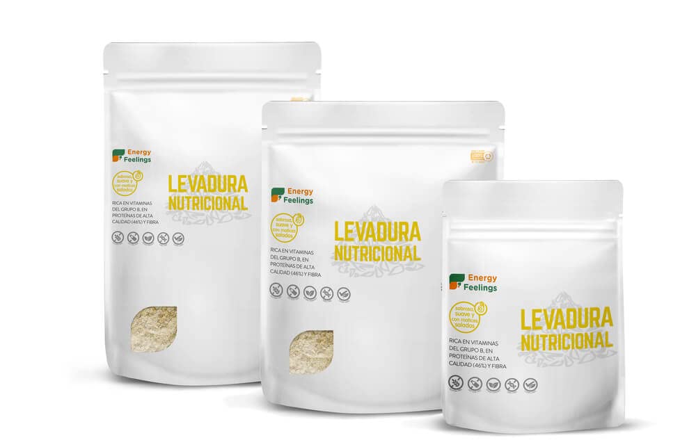 Energy Feelings Levadura Nutricional 75g, Levadura Nutritiva en Copos Rica en Vitamina B y Proteínas 46%, Nutritional Yeast Sin Gluten, Sin Azucar, Ideal para Queso Vegano