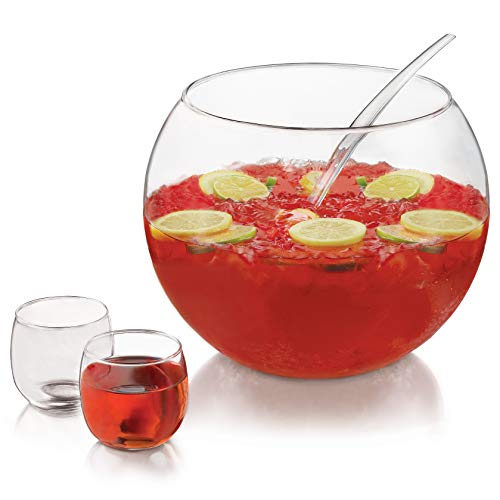 Libbey Selene Punch Bowl Set with 8 Punch Glasses, Punch Bowl and Ladle
