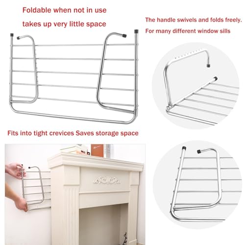 Stainless Steel Folding Drying Rack Extendable Clothes Dryer for Balcony & Radiators Space-Saving Hanging Laundry Rack for Windows & Safety Rails Stendino Da Termosifone - Image 6