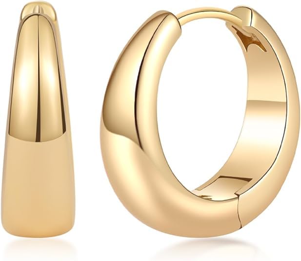Gold Hoop Earrings for Women 14CT Gold Earrings Hypoallergenic Lightweight Small Hoops (20mm) (20mm)