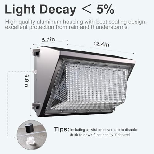 Image of Lightdot 8 Pack 70W LED Wall Pack Lights, Wall Mount Outdoor Exterior Lighting, 100-277V, 10500LM Dusk-to-Dawn, IP65 ETL, 20ft Coverage Area, Parking Lots, Building Exteriors, Backyard /Factory