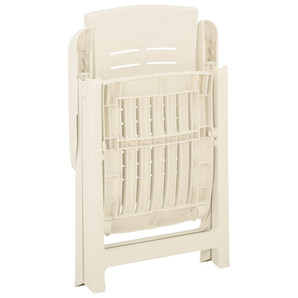 vidaXL 2X Sillas de Jardín Reclinables Plegables Sillón Exterior Balcón Terraza Patio Asiento Butaca Muebles Mobiliario Plástico Blanco