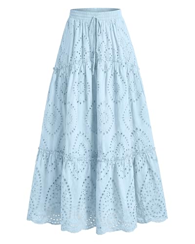 Image of BTFBM Eyelet Long Skirts for Women Beach Vacation