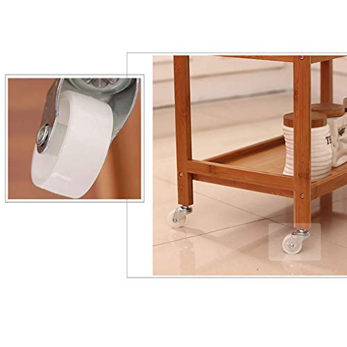 Carrito de servicio de 4 niveles con bandeja de madera maciza 7