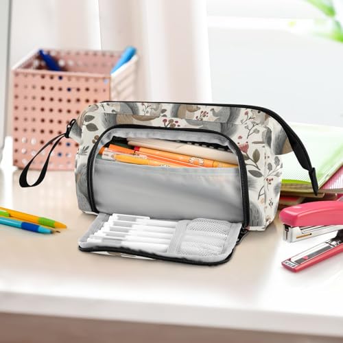 Image of Big Capacity Pencil Case,Plants Squirrels Pen Bag Pouch Holder Stationery Bag School College Office Organizer for Teen Adults Student