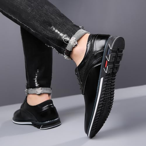 Men's Dress Oxfords Shoes Business Formal Shoes Casual Loafers Shoes Comfortable Lightweight Derby Sneakers Black2