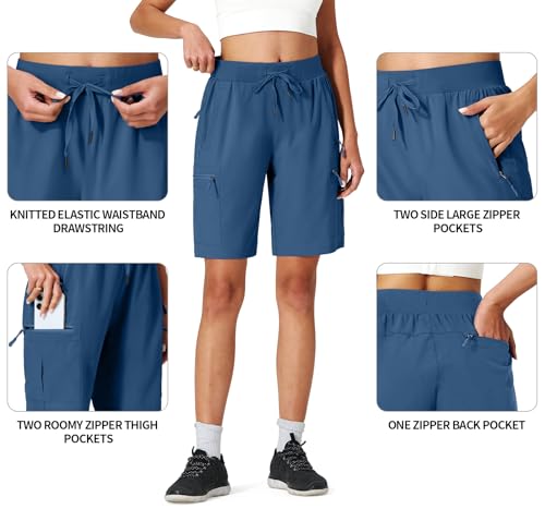 Ksmien Women's Hiking Cargo Shorts Quick Dry Lightweight Summer Shorts with Zipper Pockets for Travel Golf Camping3