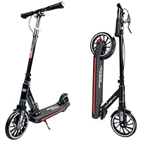 RYDR Foldable Kick Scooter for Kids Ages 8-12, Teens & Adults – Lightweight Two-Wheel Push Suspension Scooter with Adjustable Height Handle, Hand Brake, 200mm Wheels – for Boys, Girls, Age 6+ (BLACK)