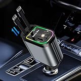 【Câble rétractable】Nous avons équipé ce chargeur de voiture de doubles enrouleurs de cordon, fournissant 2 câbles rétractables, le câble USB caché peut atteindre une longueur maximale de 75 cm. Dites adieu aux câbles en désordre dans la console de la voiture, en la gardant propre et bien rangée sans câbles emmêlés et en la rendant facile à contrôler et à utiliser.