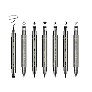 Ownest 6 Pcs Liquid Eyeliner Set,Double-Side Waterproof Smudge-proof Eyeliner Stamp Pen Eyeliner Tattoo Tool Makeup-Smiley, Triangle,Heart,Star,Moon,Flower