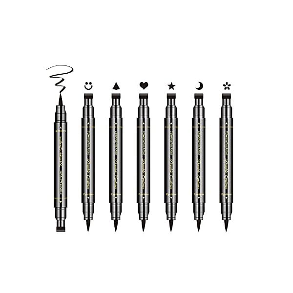 Ownest 6 Pcs Liquid Eyeliner Set,Double-Side Waterproof Smudge-proof Eyeliner Stamp Pen Eyeliner Tattoo Tool Makeup-Smiley, Triangle,Heart,Star,Moon,Flower