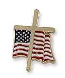 American Flag With Religious Cross Lapel Pin (1 Pin)