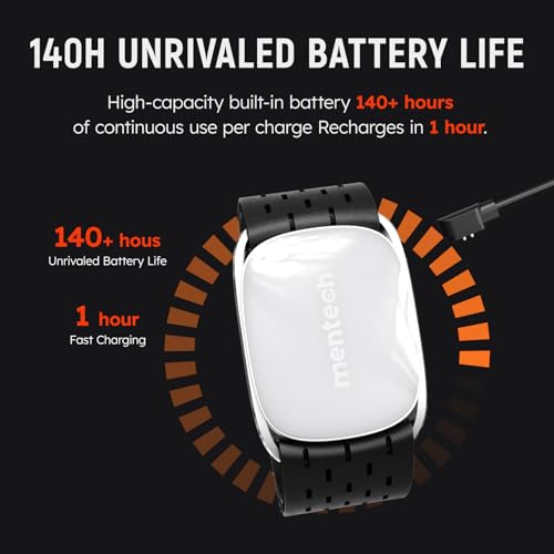 mentech Heart Rate Monitor, ANT+ Bluetooth, Advanced Sensor, Precise Data, 140 Hours Battery Life, Auto-wear Detection, Waterproof, Comfort, for Running Cycling Gym and Other Sports, Large(8.7\"–15.0\")