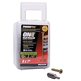 Power Pro Multi-Material Flat Head Screws, #6 x 1 Epoxy Coated Steel Fasteners for Wood, Metal, Concrete, Drywall and Plastic, Torx Drive Construction Screws with Drill Bit, Bronze, 320-pc, 116822