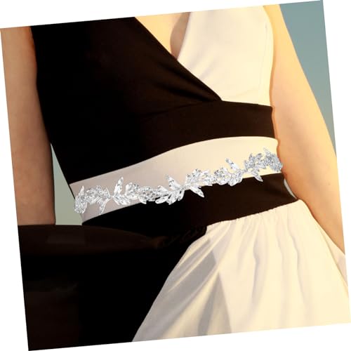 Silver Crystal Leaf Bridal Waistband Wedding Dress Belt Elegant Bridesmaid Sash Accessory for Formal Occasions and Parties4